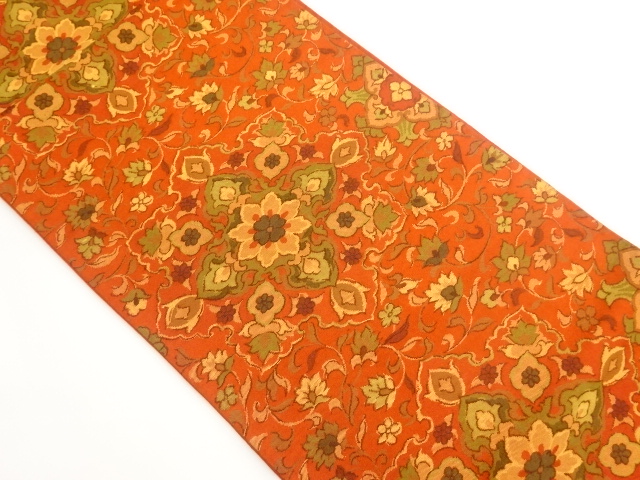 JAPANESE FUKURO OBI / WOVEN FLOWER ARABESQUE